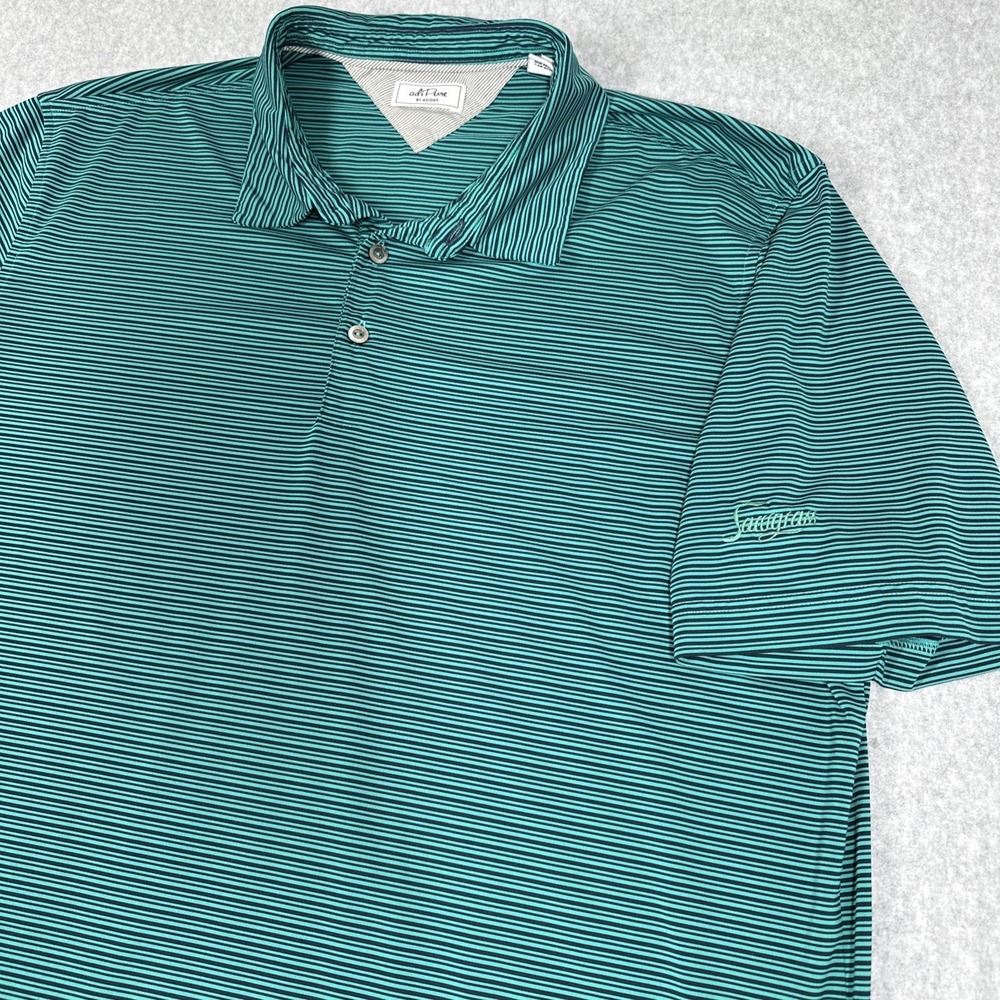 Adidas AdiPure Men's Golf Polo Shirt Size Large TPC Sawgrass Stripped Stretch‎